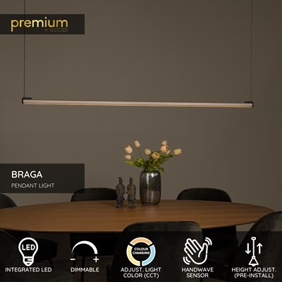 Lucide BRAGA - Pendant light - LED Dim. - CCT - 1x36W 2700K/4000K - Hand Wave Sensor - Coffee | Premium
